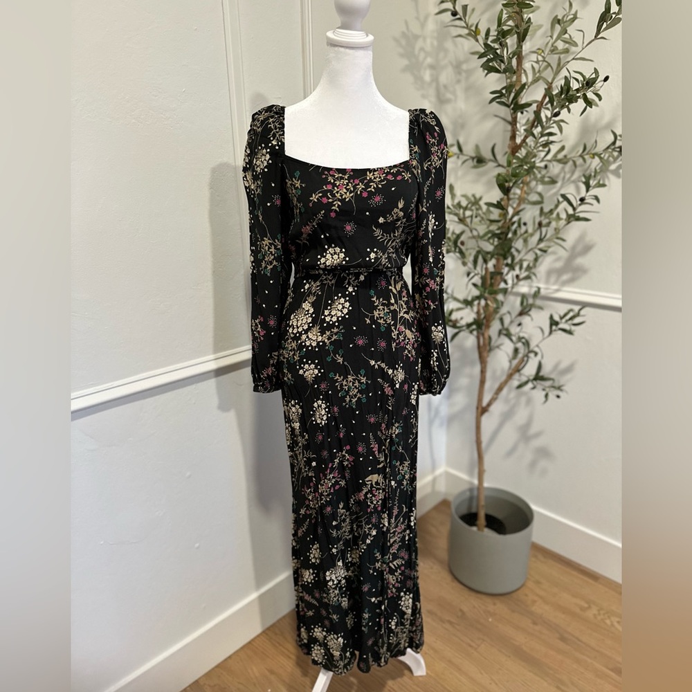 Vici floral long-sleeve maxi dress slit